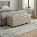 42 Inch Cream And Dark Brown Ottoman With Storage