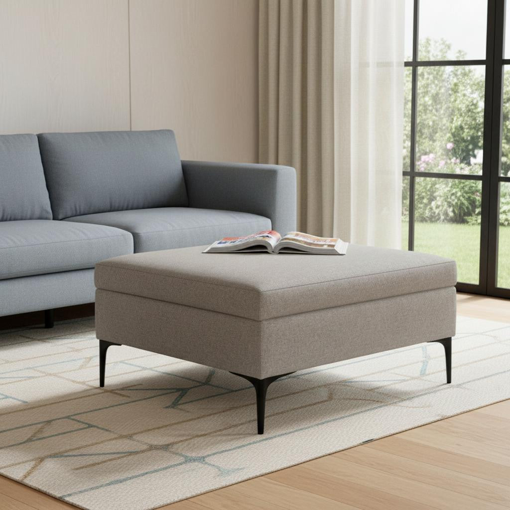 36 Inch Cloud And Black Ottoman With Storage