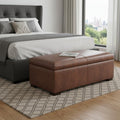 48 Inch Brown And Walnut Faux Leather Ottoman With Storage