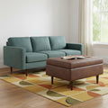 34 Inch Chestnut And Brown Faux Leather Tufted Ottoman With Storage