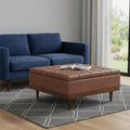 36 Inch Brown And Walnut Tufted Ottoman With Storage