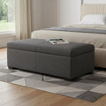 48 Inch Slate Gray And Walnut Ottoman With Storage
