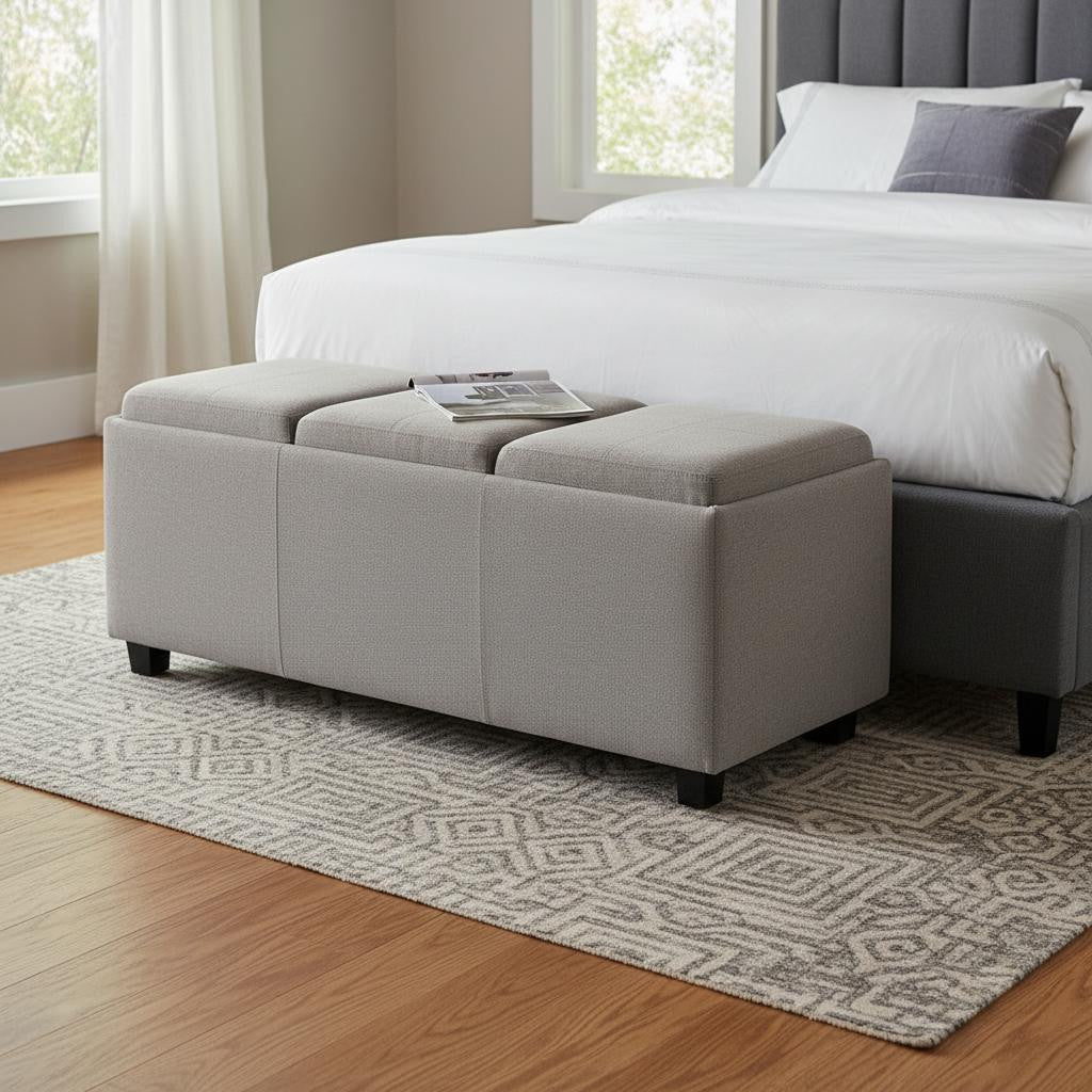 42 Inch Cloud And Dark Brown Ottoman With Storage