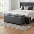 42 Inch Stone And Dark Brown Ottoman With Storage