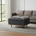34 Inch Slate Gray And Walnut Tufted Ottoman With Storage