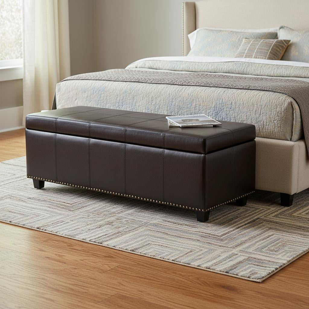 48 Inch Coffee And Dark Brown Ottoman With Storage