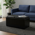 35 Inch Set of Three Midnight And Black Ottoman With Storage