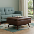 34 Inch Chestnut And Brown Faux Leather Ottoman With Storage