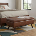 42 Inch Brown Faux Leather Ottoman With Storage