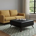 36 Inch Black And Brown Faux Leather Ottoman With Storage