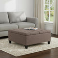 36 Inch Fawn And Espresso Upholstery Tufted Ottoman With Storage
