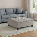 40 Inch Cloud And Brown Upholstery Tufted Ottoman With Storage