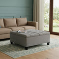 36 Inch Gray And Espresso Upholstery Tufted Ottoman With Storage