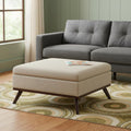 36 Inch Natural And Brown Upholstery Ottoman With Storage