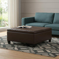 36 Inch Chocolate And Espresso Faux Leather Ottoman With Storage