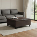 36 Inch Dark Brown And Espresso Faux Leather Ottoman With Storage