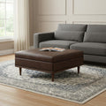 38 Inch Chestnut And Brown Faux Leather Ottoman With Storage