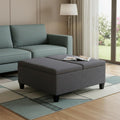 36 Inch Slate Gray And Espresso Upholstery Ottoman With Storage