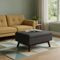 34 Inch Slate Gray And Brown Upholstery Ottoman With Storage