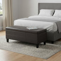 48 Inch Brown And Dark Brown Faux Leather Ottoman With Storage