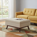 34 Inch Natural And Brown Upholstery Ottoman With Storage