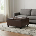 30 Inch Chocolate And Black Faux Leather Tufted Ottoman With Storage