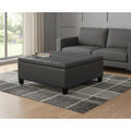 36 Inch Stone And Espresso Faux Leather Ottoman With Storage