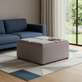 35 Inch Cloud And Dark Brown Upholstery Ottoman With Storage