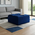 35 Inch Blue And Black Velvet Ottoman With Storage
