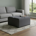 35 Inch Slate Gray And Dark Brown Upholstery Ottoman With Storage