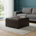 35 Inch Chocolate And Dark Brown Faux Leather Ottoman With Storage