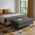 48 Inch Gray And Black Fabric Ottoman