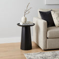 19 Inch Black Solid Wood Round Pedestal End Table