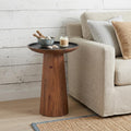 19 Inch Brown Solid Wood Round Pedestal End Table