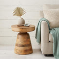 18 Inch Natural Solid Wood Round Pedestal End Table