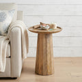 19 Inch Natural Solid Wood Round Pedestal End Table