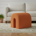 17 Orange Boucle Oval Footstool Ottoman