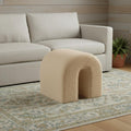 17 Beige Boucle Oval Footstool Ottoman