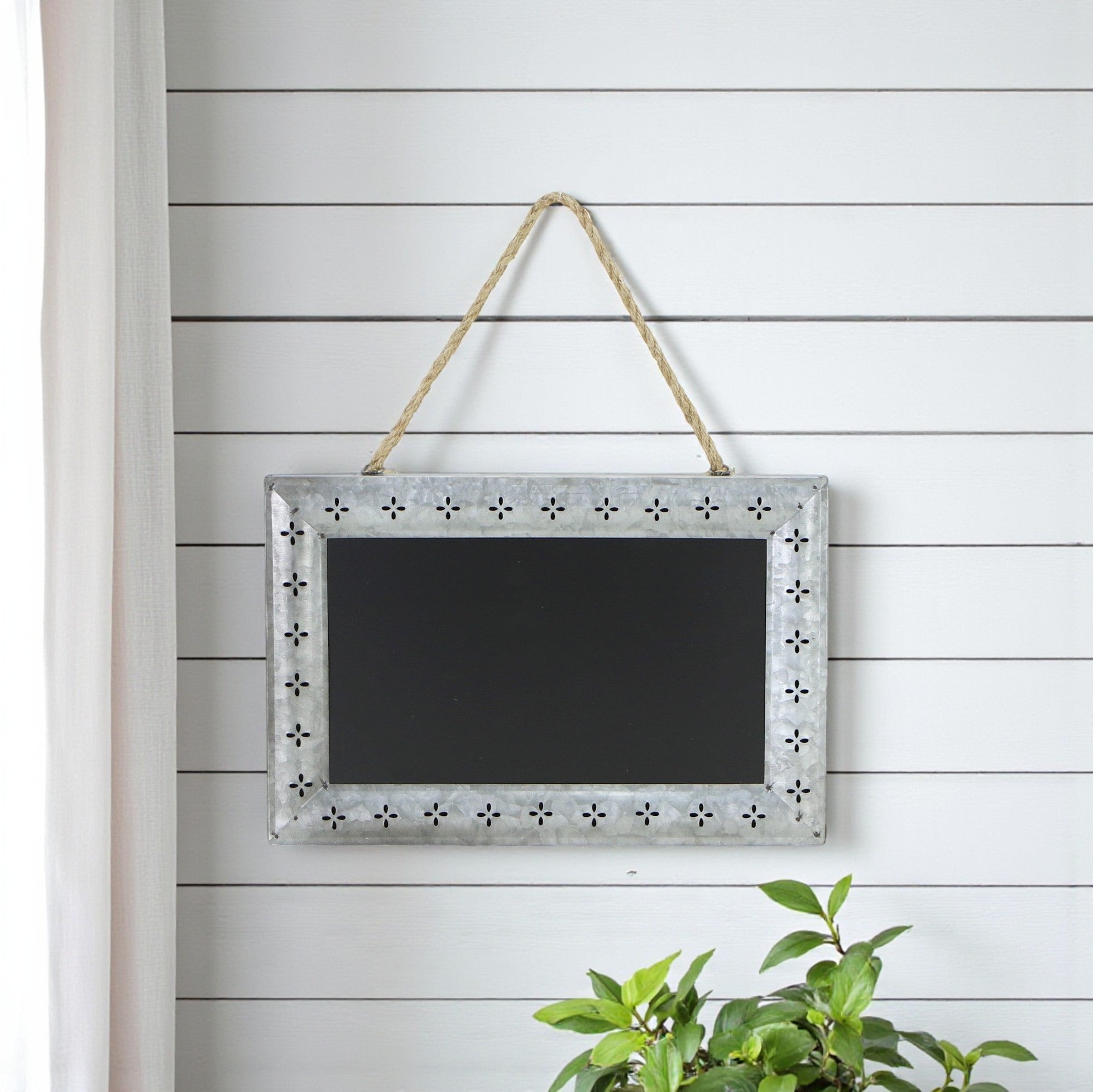 10 X 14 Gray Floral Metal Hanging Chalkboard