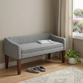 50 Inch Gray and Brown Fabric and Wood Upholstered Bench