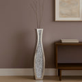 36 Silver Faux Crystal And Mirrored Glass Floor Vase