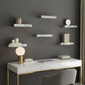 Set Of Six Silver Glass Wall Mounted Floating Shelf With Faux Crystals