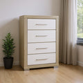 31 Natural And White Wood Four Drawer Dresser