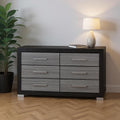63 Black And Gray Wood Six Drawer Double Dresser