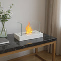14 White And Clear Metal And Glass BioEthanol Portable Tabletop Firepit