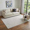 5 X 8 Linen And Ivory Geometric Washable Area Rug With UV Protection