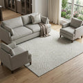9 X 12 Linen And Ivory Geometric Washable Area Rug With UV Protection