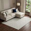10 X 14 Linen And Ivory Geometric Washable Area Rug With UV Protection