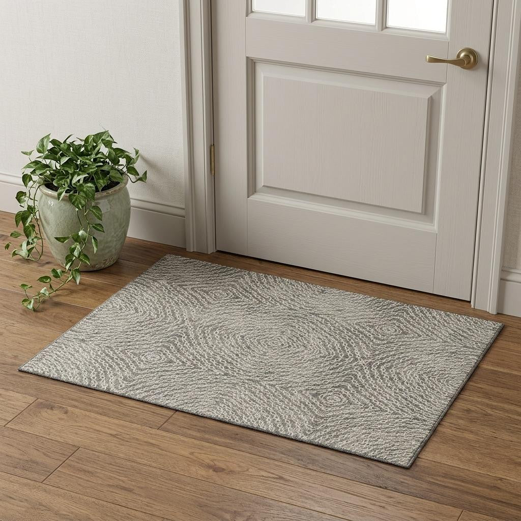 3 X 5 Coffee And Beige Geometric Washable Area Rug With UV Protection