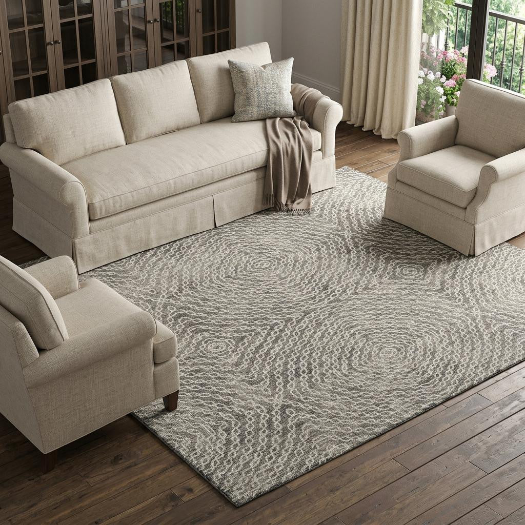 10 X 14 Coffee And Beige Geometric Washable Area Rug With UV Protection
